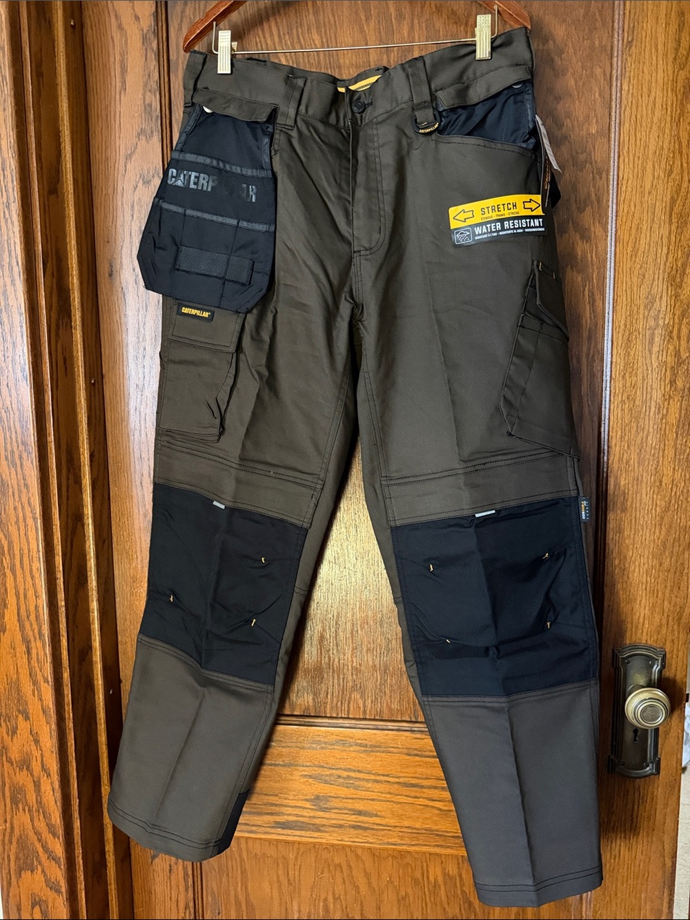 Caterpillar Brown and Black Stretch Water-Resistant Cargo Pants